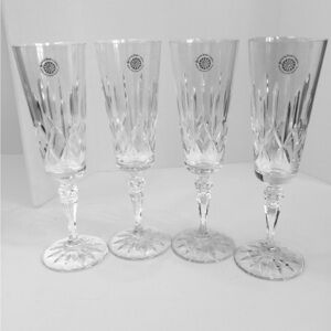 Galway Irish #25123 Crystal Baldmore Fluted Champagne Set of 4 Glasses